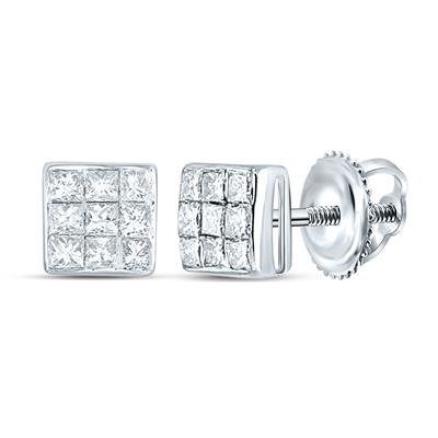 14K Gold Princess Diamond Square Earrings 1/4 Cttw