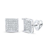 10K Gold Diamond Square Cluster Earrings 1/4 Cttw White
