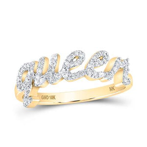 10K Yellow Gold Round Diamond Queen Band Nicoles Dream Collection Ring 1/5 Cttw Yellow