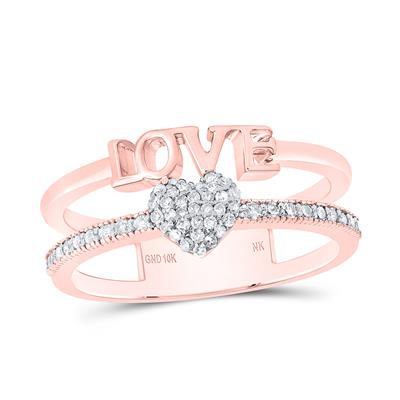 10k Rose Gold Heart Love Ring 1/5 CTW-DIA