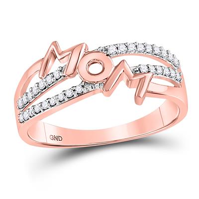 10K Rose Gold Diamond Mom Band Ring 1/6 Cttw