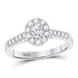 14K White Gold Oval Diamond Solitaire Bridal Engagement Ring 1/5 Ctw (Certified) White