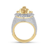 14K Yellow Gold Ruby Diamond Lion Face Animal Ring 1-3/4 Cttw