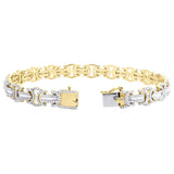 10k Gold Baguette Diamond Link Men's Bracelet 3-3/4 CTTW  8.5"