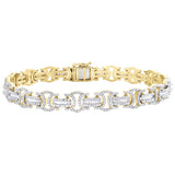 10k Gold Baguette Diamond Link Men's Bracelet 3-3/4 CTTW  8.5"