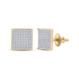 10K Gold Diamond Square Earrings 7/8 Cttw Yellow