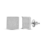 10K Gold Diamond Square Earrings 7/8 Cttw White