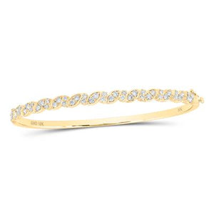 10K White Gold Round Diamond Bangle Bracelet 1 Cttw