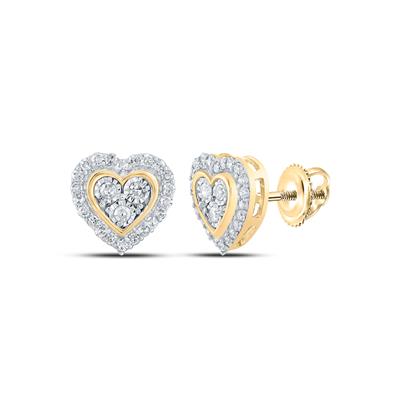 10k Gold Diamond Heart Earrings 1/5 CTTW