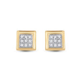 10K White Gold Round Diamond Square Earrings 1/20 Cttw