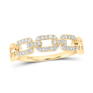 10K Yellow Gold Diamond Link Stackable Ring 1/5 Cttw