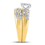10K Gold Diamond Square Matching Wedding Ring Set 1/3 Cttw