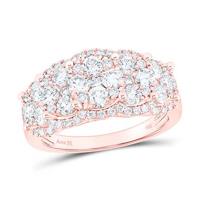 14Kt Gold Round Diamond Vintage-Inspired Fashion Ring 2 Cttw Rose
