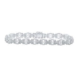 10K White Gold Baguette Diamond Byzantine Link Bracelet 3-3/4 Cttw