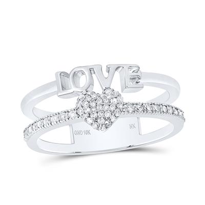 10k White Gold Heart Love Ring 1/5 CTW-DIA
