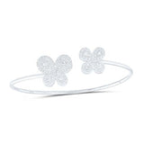 10K Gold Round Diamond Butterfly Open Bangle Bracelet 5/8 Cttw
