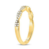 10K Gold Round Diamond Woven Twist Stackable Band Ring 1/4 Cttw