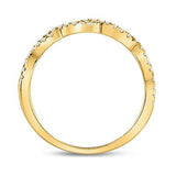 10K Gold Round Diamond Woven Twist Stackable Band Ring 1/4 Cttw
