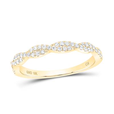 10K Gold Round Diamond Woven Twist Stackable Band Ring 1/4 Cttw Yellow