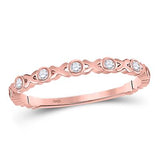 10K Gold Diamond Xoxo Love Stackable Band Ring 1/12 Cttw Rose