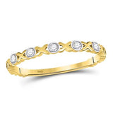 10K Gold Diamond Xoxo Love Stackable Band Ring 1/12 Cttw Yellow