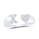 1/8Ctw-Dia Initial X Ladies Heart Ring White