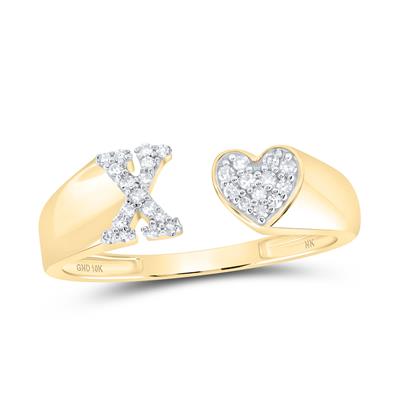 1/8Ctw-Dia Initial X Ladies Heart Ring Yellow