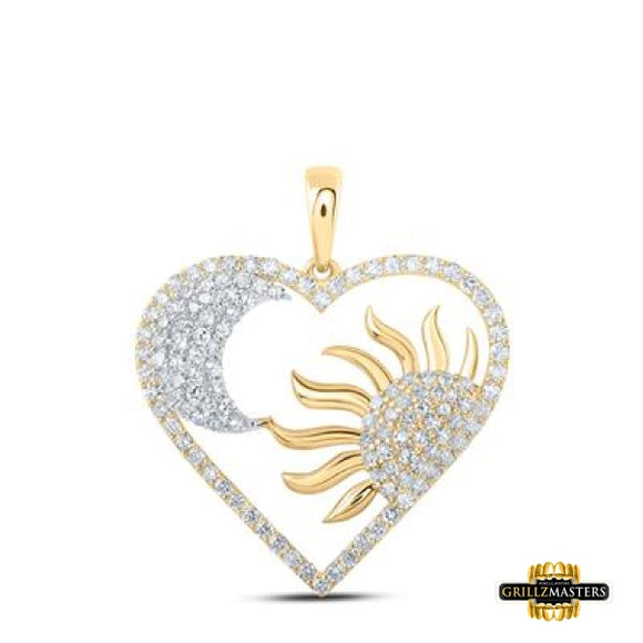 Yellow-Tone Sterling Silver Diamond Butterfly Heartpendant 1/20 Cttw