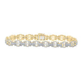 10k Gold Baguette Diamond Link Men's Bracelet 3-3/4 CTTW  8.5"