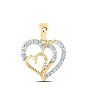 10K Gold Round Diamond Heart Pendant 1/3 Cttw Yellow