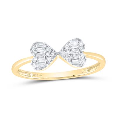 14K Yellow Gold Diamond Bow Ring 1/5 Ctw-Dia Jewelry