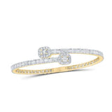 10K Gold Round Diamond Cuff Bangle Bracelet 3-1/5 Cttw