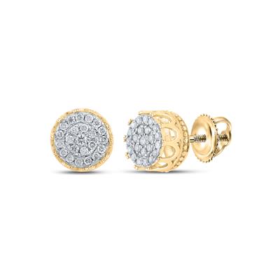 10K Yellow Gold Round Diamond Cluster Earrings 1/4 Cttw