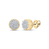 10K Yellow Gold Round Diamond Cluster Earrings 1/2 Cttw