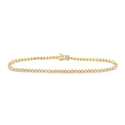 10K Gold Round Diamond Studded Tennis Bracelet 1-1/5 Cttw