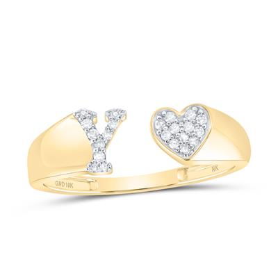 1/10Ctw-Dia Initial Y Ladies Heart Ring Yellow