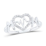 10K Gold Diamond Heartbeat Mom Ring 1/10 Cttw White