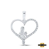 10K Gold Diamond Mom & Child Heart Pendant 1/5 Cttw White