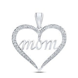 10K Gold Diamond Mom Heart Pendant 1/10 Cttw White