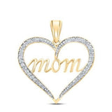10K Gold Diamond Mom Heart Pendant 1/10 Cttw Yellow