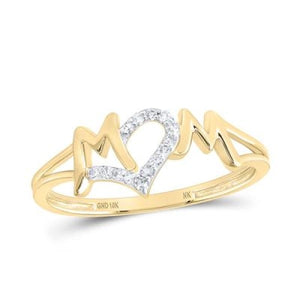 10K Gold Diamond Mom Ring 1/12 Cttw