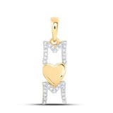 10K Gold Round Diamond Mom Heart Pendant 1/6 Cttw