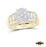 10K Yellow Gold Round Diamond Oval Cluster Bridal Engagement Ring 1 Cttw Style Code Gndrg719 Yellow
