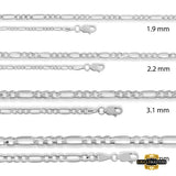 10K White Gold Figaro Chain 1.9Mm