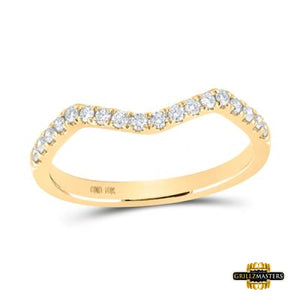 10K White Gold Round Diamond Wedding Curved Enhancer Band 1/5 Cttw