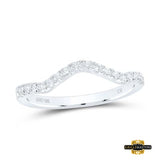10K White Gold Round Diamond Wedding Curved Enhancer Band 1/5 Cttw