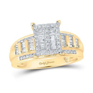 10K Yellow Gold Round Diamond Cluster Bridal Engagement Ring 1 Cttw Style Code Gndrg1172Nk Yellow