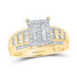 10K Yellow Gold Round Diamond Cluster Bridal Engagement Ring 1 Cttw Style Code Gndrg1172Nk Yellow