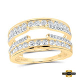 14K Gold Round Diamond Wedding Wrap Ring Guard Enhancer 1 Cttw