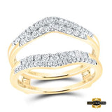 14K Gold Round Diamond Wrap Ring Guard Enhancer 1/2 Cttw
